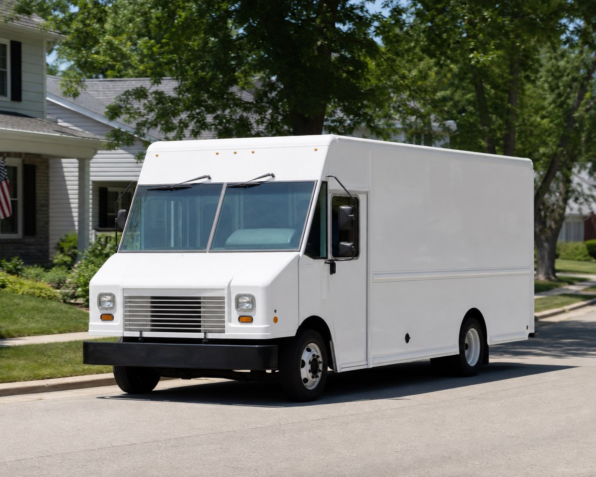 Delivery van on a Tulsa metro package route